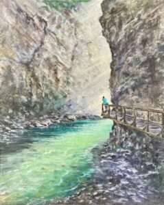 Ölbild Maja in eine Slowenischen Klamm von Matthias Schneider-Dominco