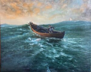 Ölbild der Der Alte Mann und das Meer nach E. Hemingway von Matthias Schneider-Dominco