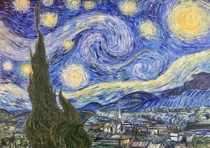 Reproduktion „Sternennacht“ nach Vincent van Gogh – Öl auf Leinwand, 70×50 cm, 2023 von Matthias Schneider-Dominco.
