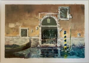 Reproduktion „Venedig I“ nach Gleb Goloubetski von Matthias Schneider-Dominco – Öl auf Leinwandkarton, 15×10,5 cm, 2022.