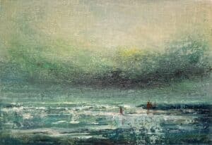 Ölskizze Küste vor Cuxhaven von Matthias Schneider-Dominco
