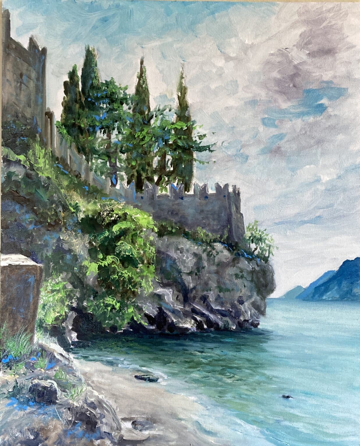 Ölgemälde Ruine Scaligerburg von Malcesine am Gardasee von Matthias Schneider-Dominco