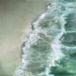 Ölgemälde Welle I am Strand Ramla Bay auf Gozo von Matthias Schneider-Dominco