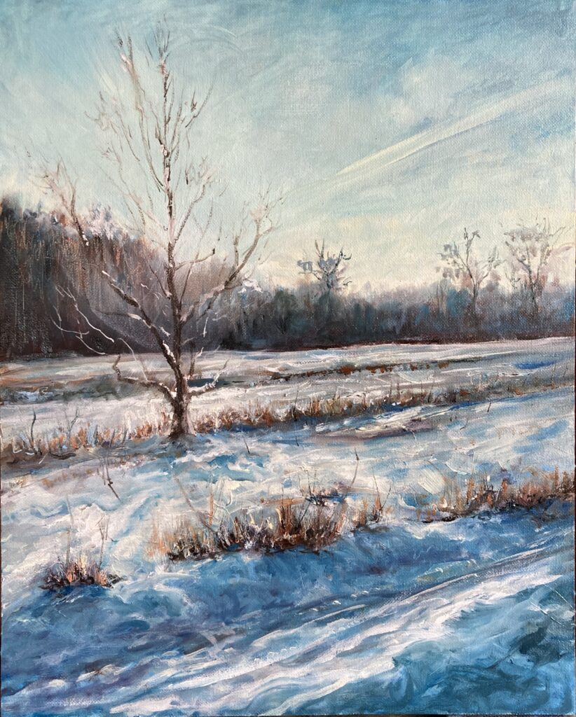 Ölgemälde Winter in Weende Neuer Botanischer Garten Universität Göttingen von Matthias Schneider-Dominco